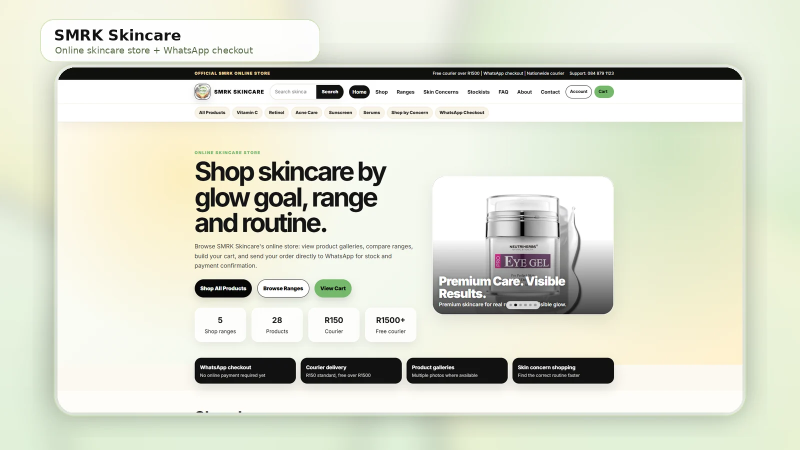 SMRK Skincare website preview